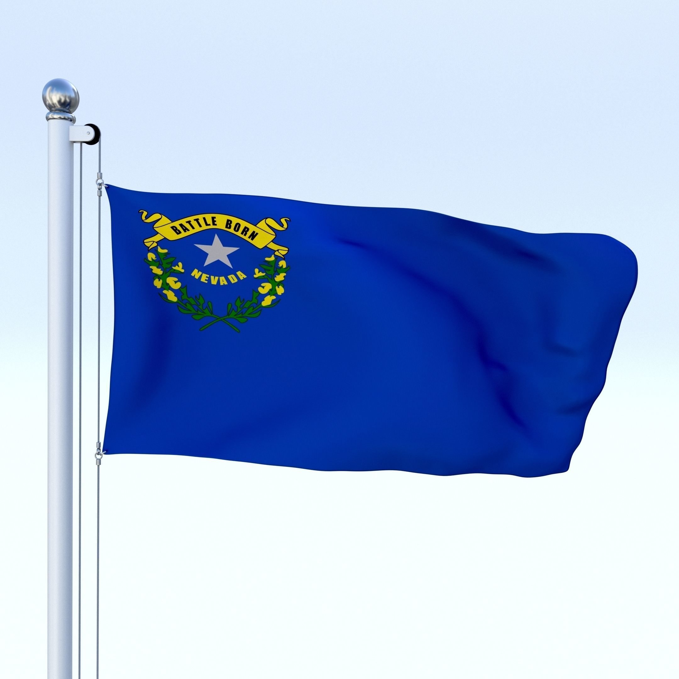 Animated Nevada Flag Low-poly 3D model_5