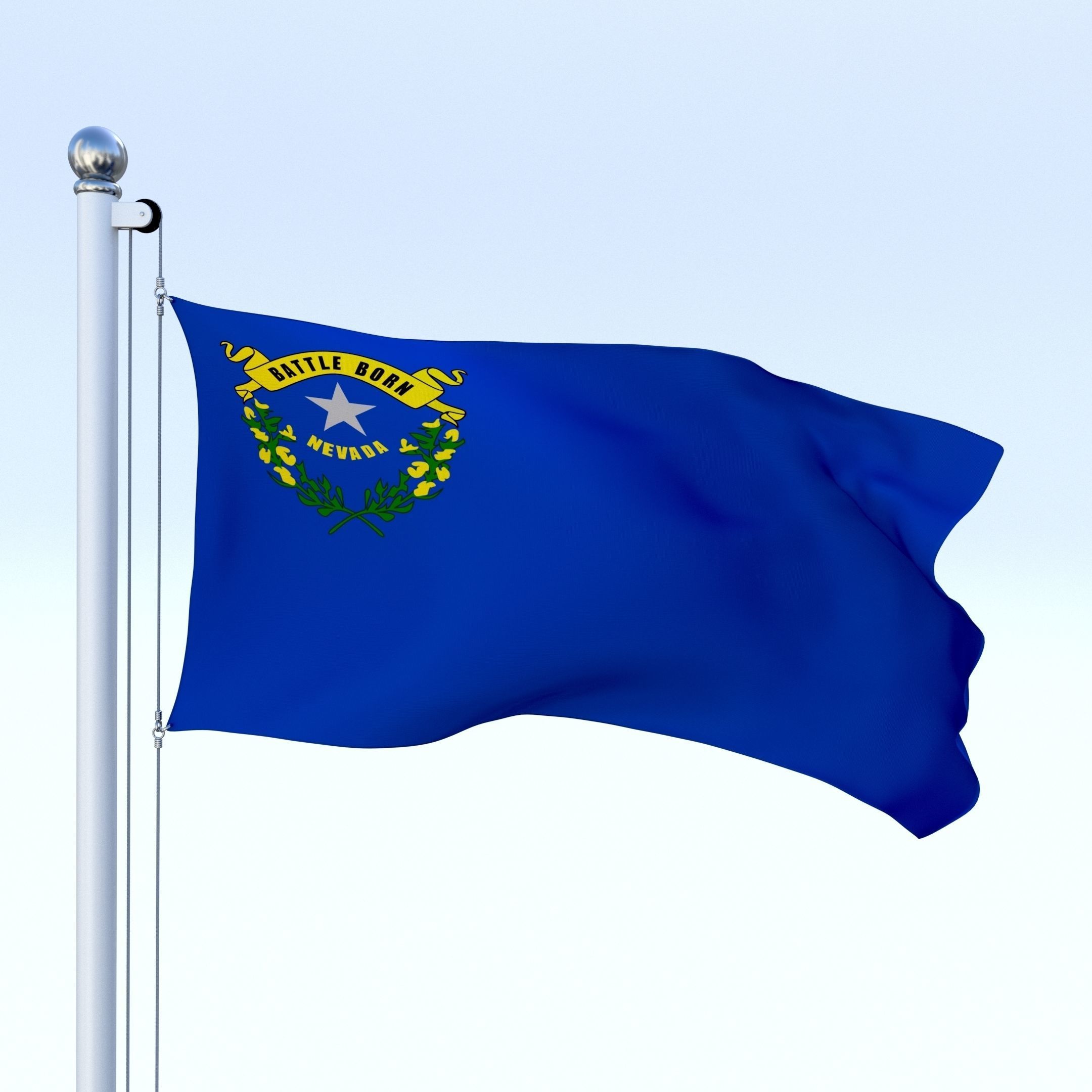 Animated Nevada Flag Low-poly 3D model_2