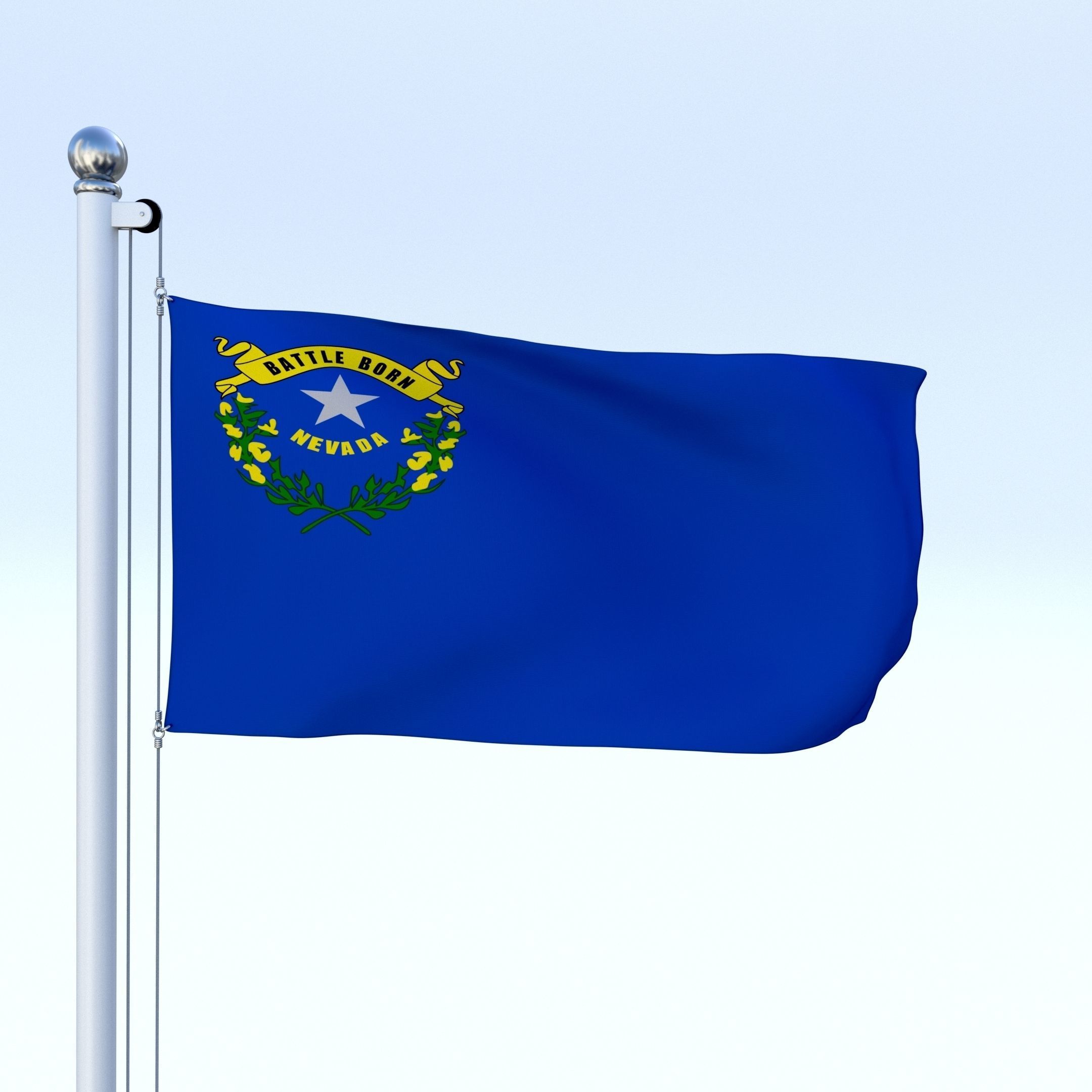 Animated Nevada Flag Low-poly 3D model_4