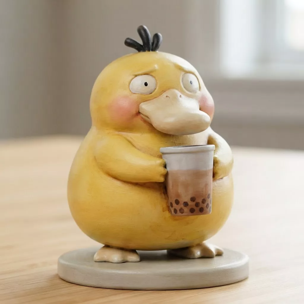 Psyduck Boba Tea Figure 3D Printable STL Model 3D print model