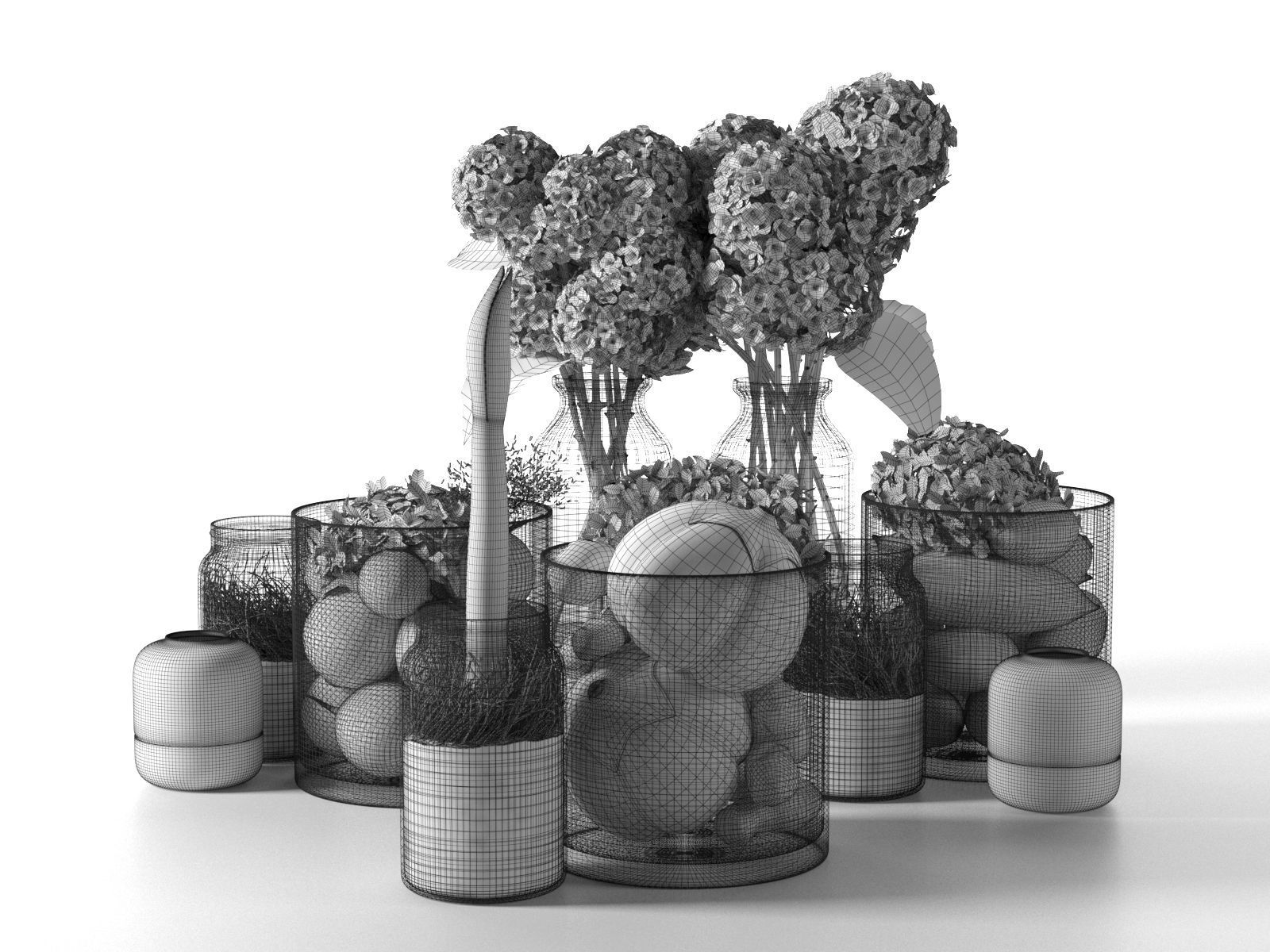 Jars with Vegetables and Flowers 3D model_4