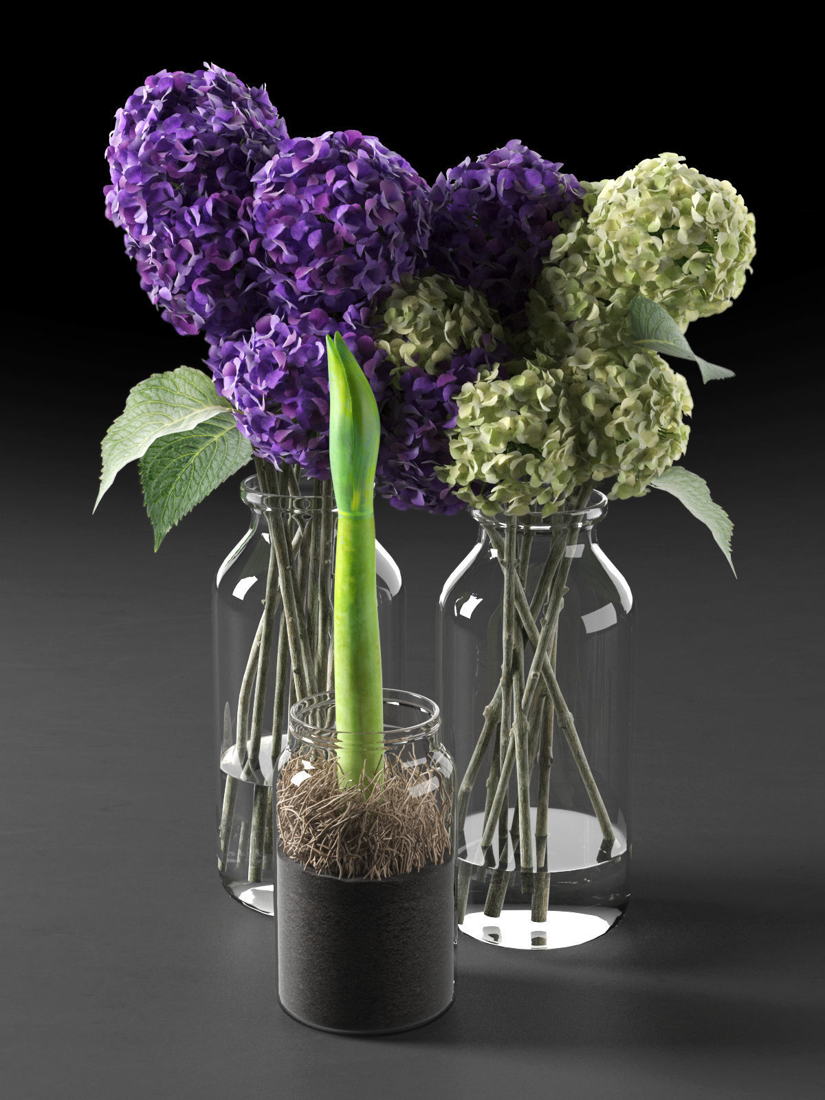 Jars with Vegetables and Flowers 3D model_3