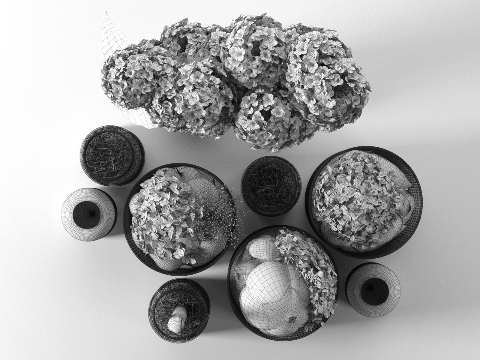 Jars with Vegetables and Flowers 3D model_5