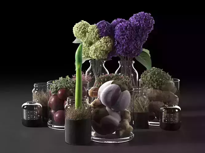 Jars with Vegetables and Flowers