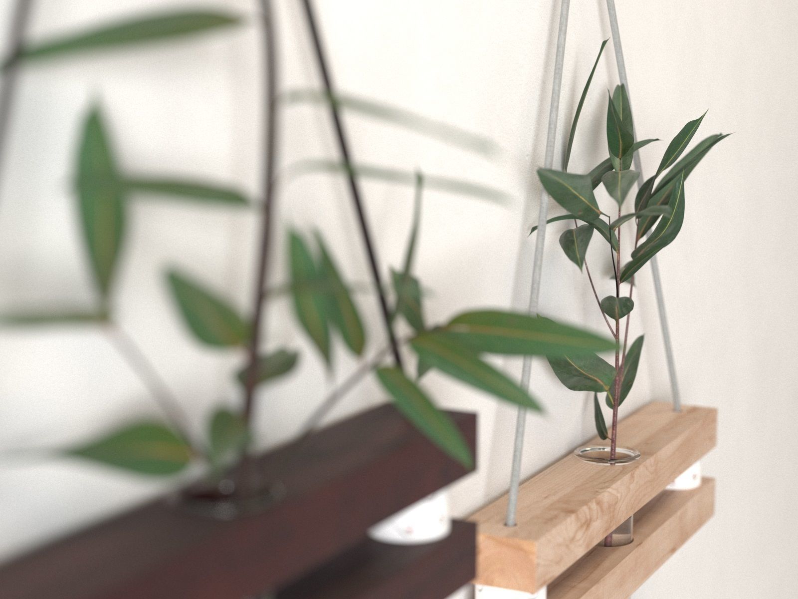 Hanging Tube Vases with Plants 3D model_1