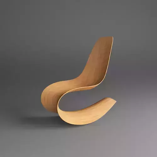 Curved Wooden Chair 3D model