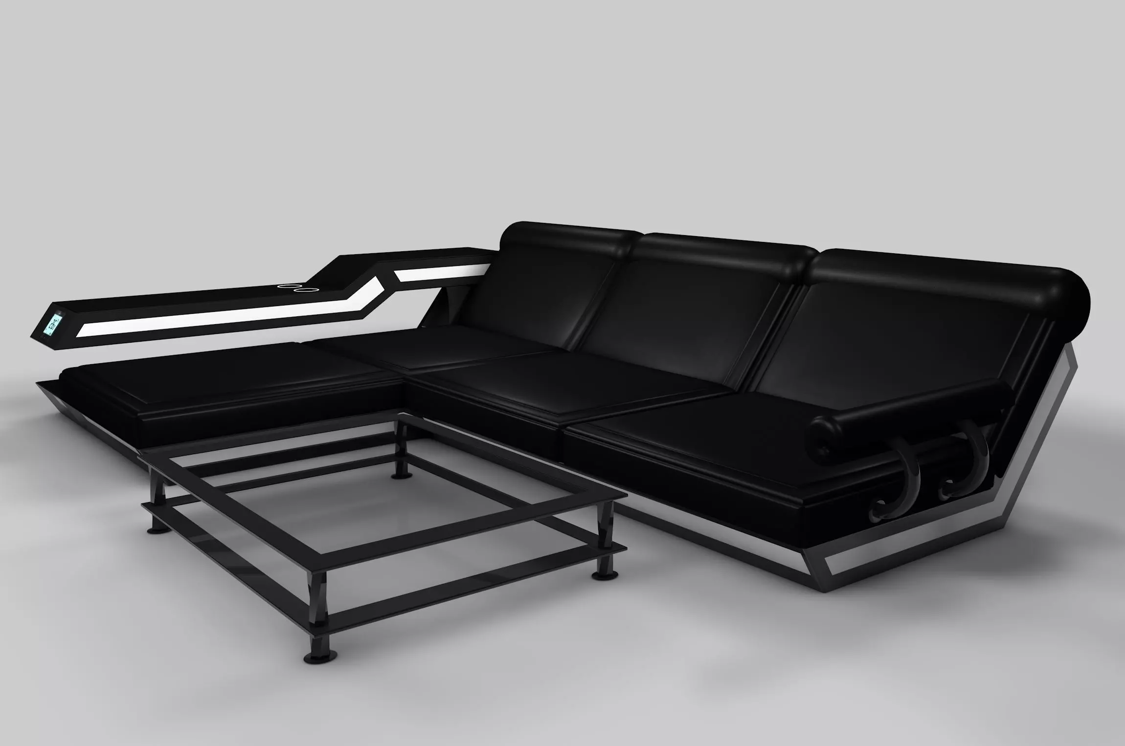Futuristic Couch and Table 3D model_0