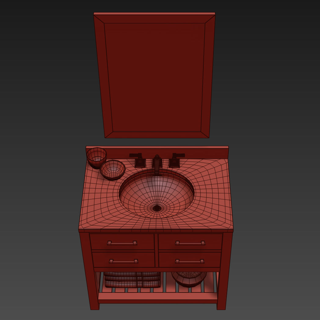 RH HUTTON SINGLE WASHSTAND 3D model_9