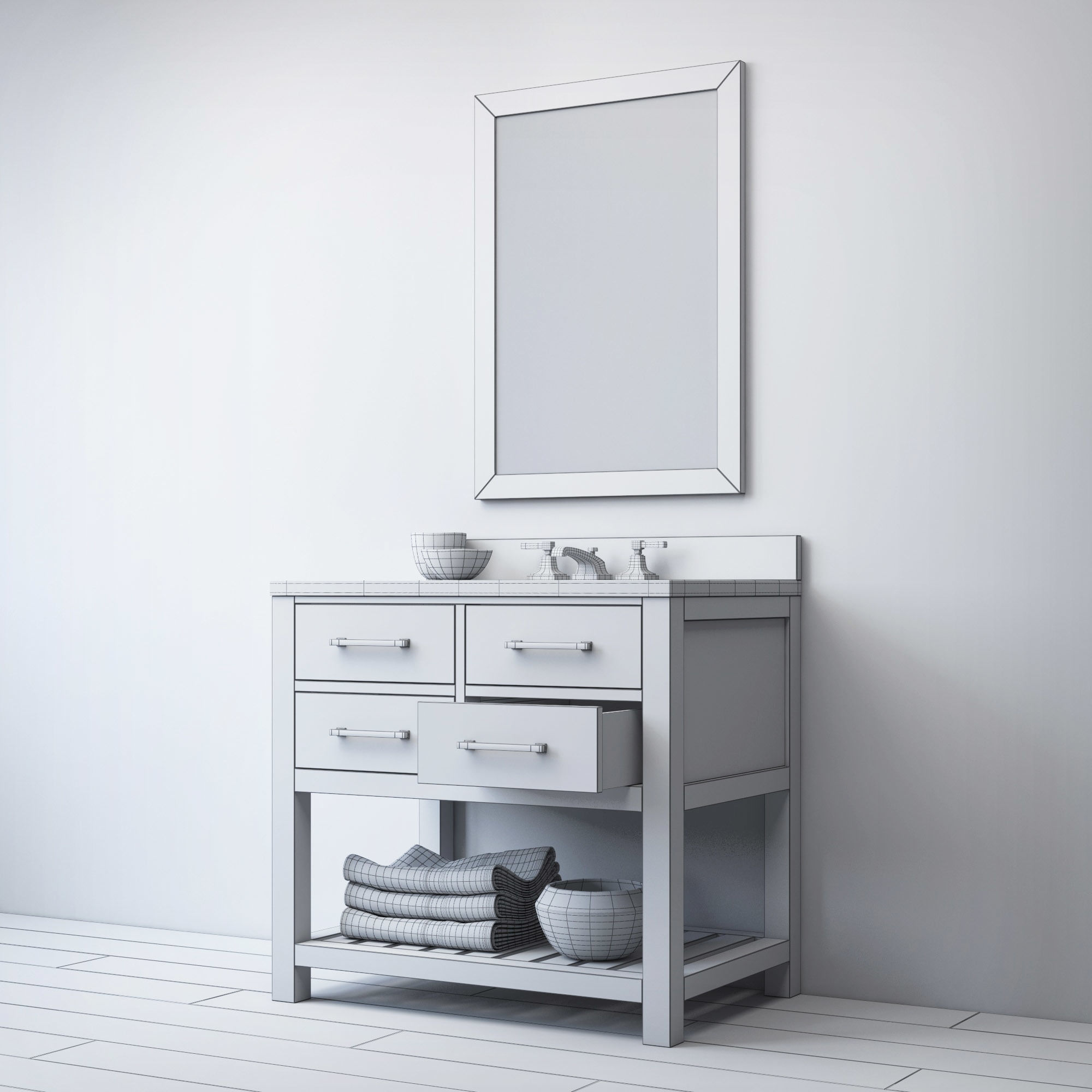 RH HUTTON SINGLE WASHSTAND 3D model_2