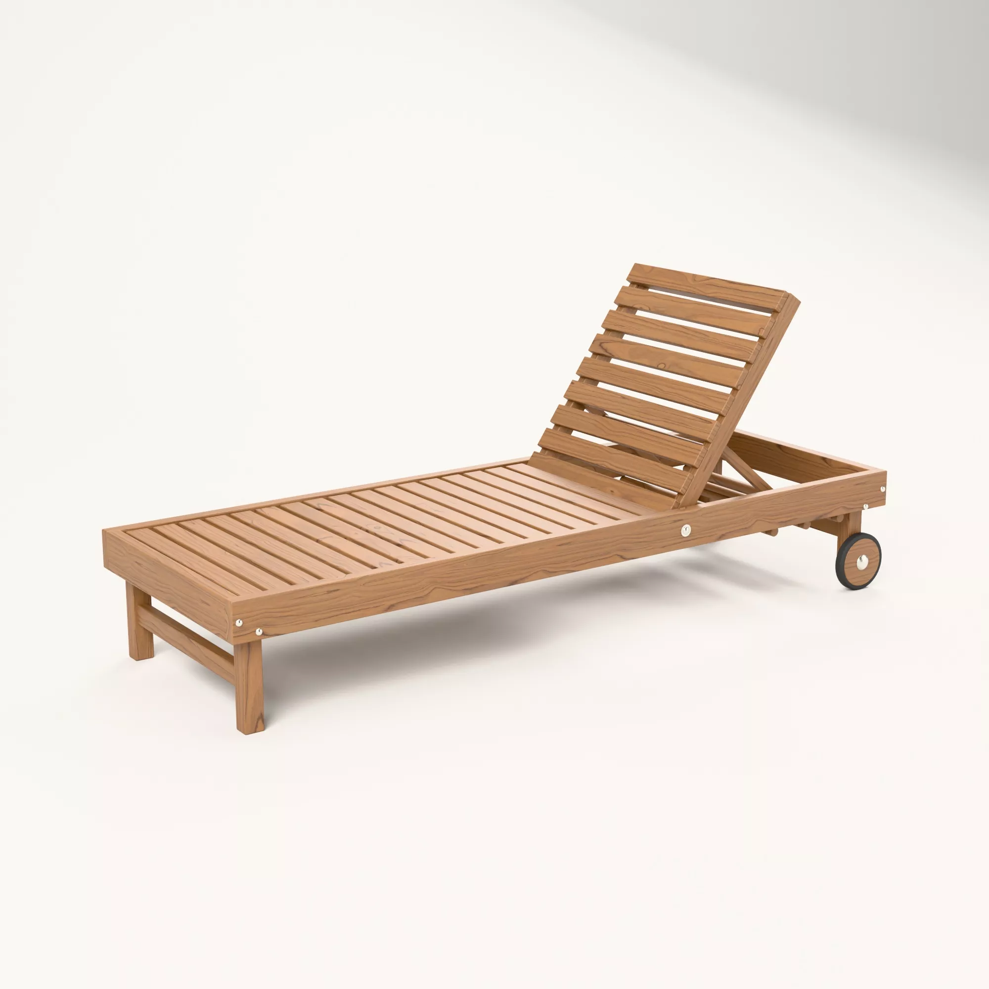 Teak Outdoor Sun Lounger with Cushion 3D model