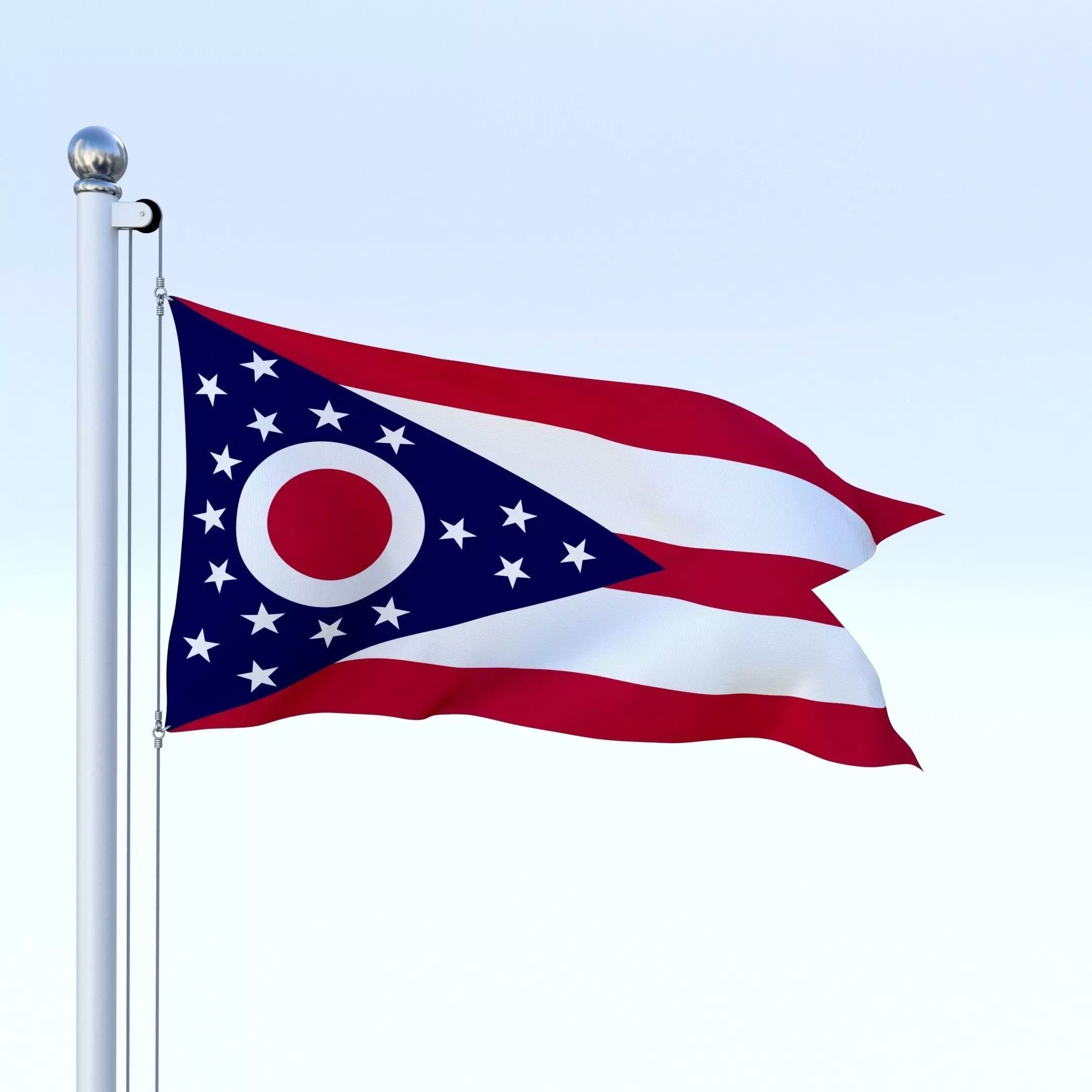 Animated Ohio Flag Low-poly 3D model