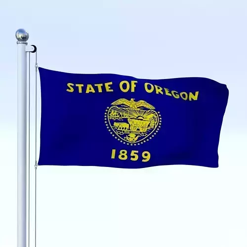 Animated Oregon Flag Low-poly 3D model