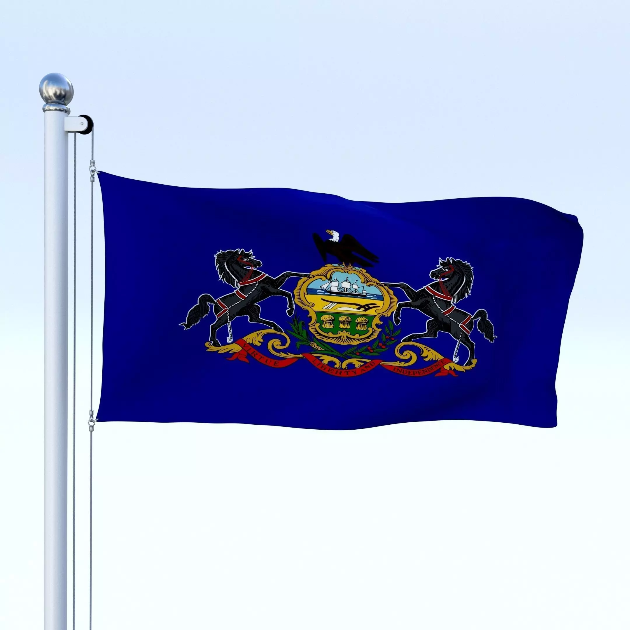 Animated Pennsylvania Flag Low-poly 3D model