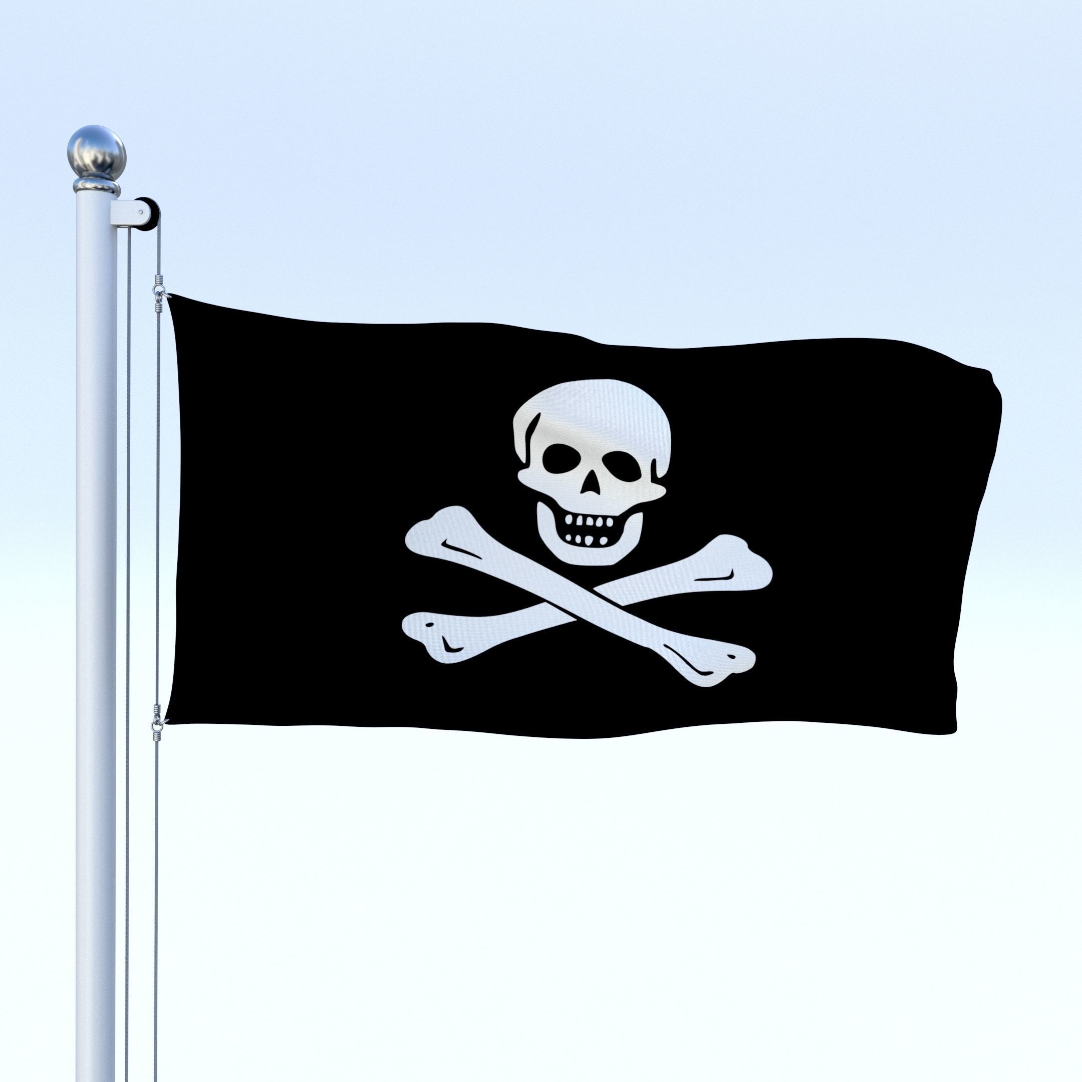 Animated Pirate Flag Low-poly 3D model_2