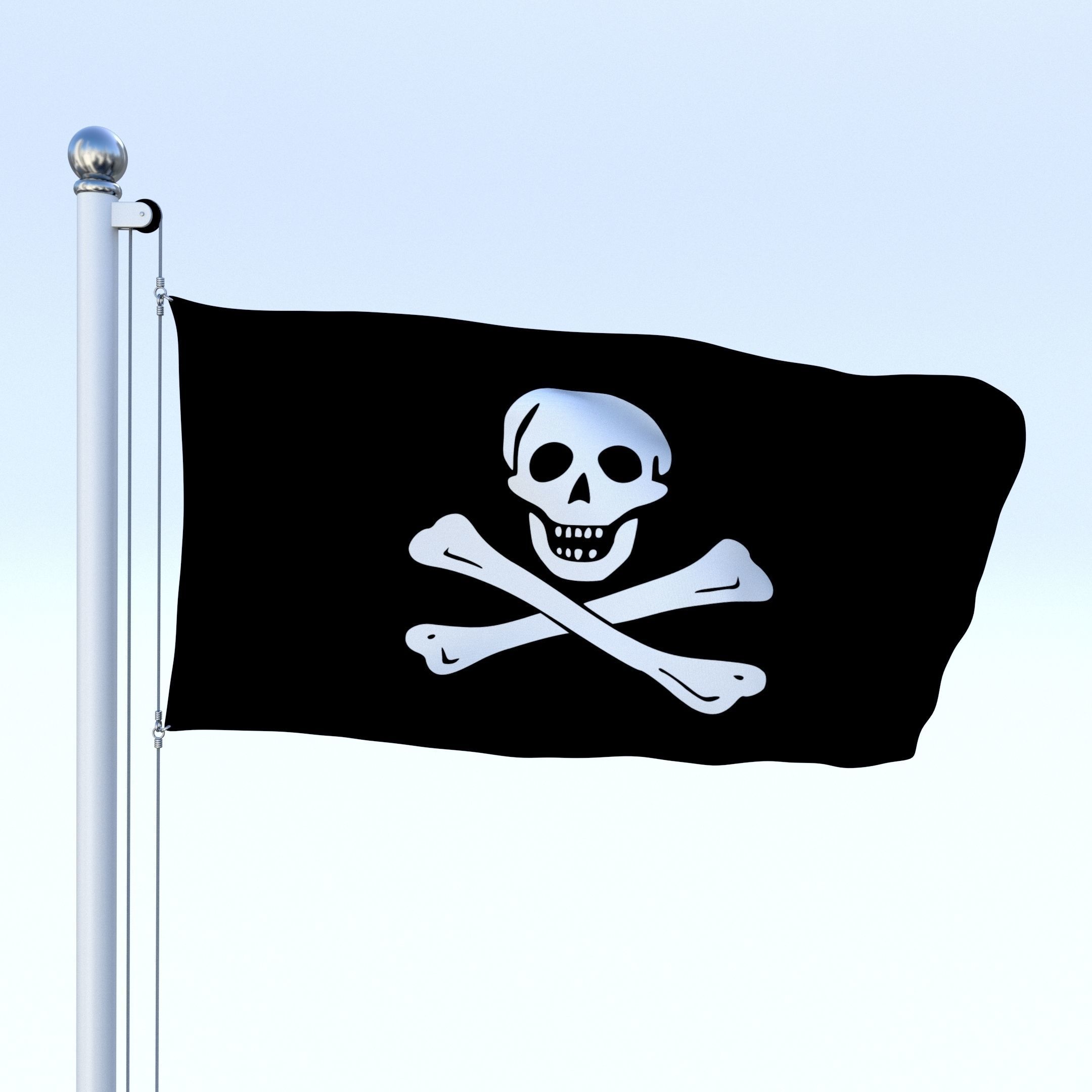 Animated Pirate Flag Low-poly 3D model_9