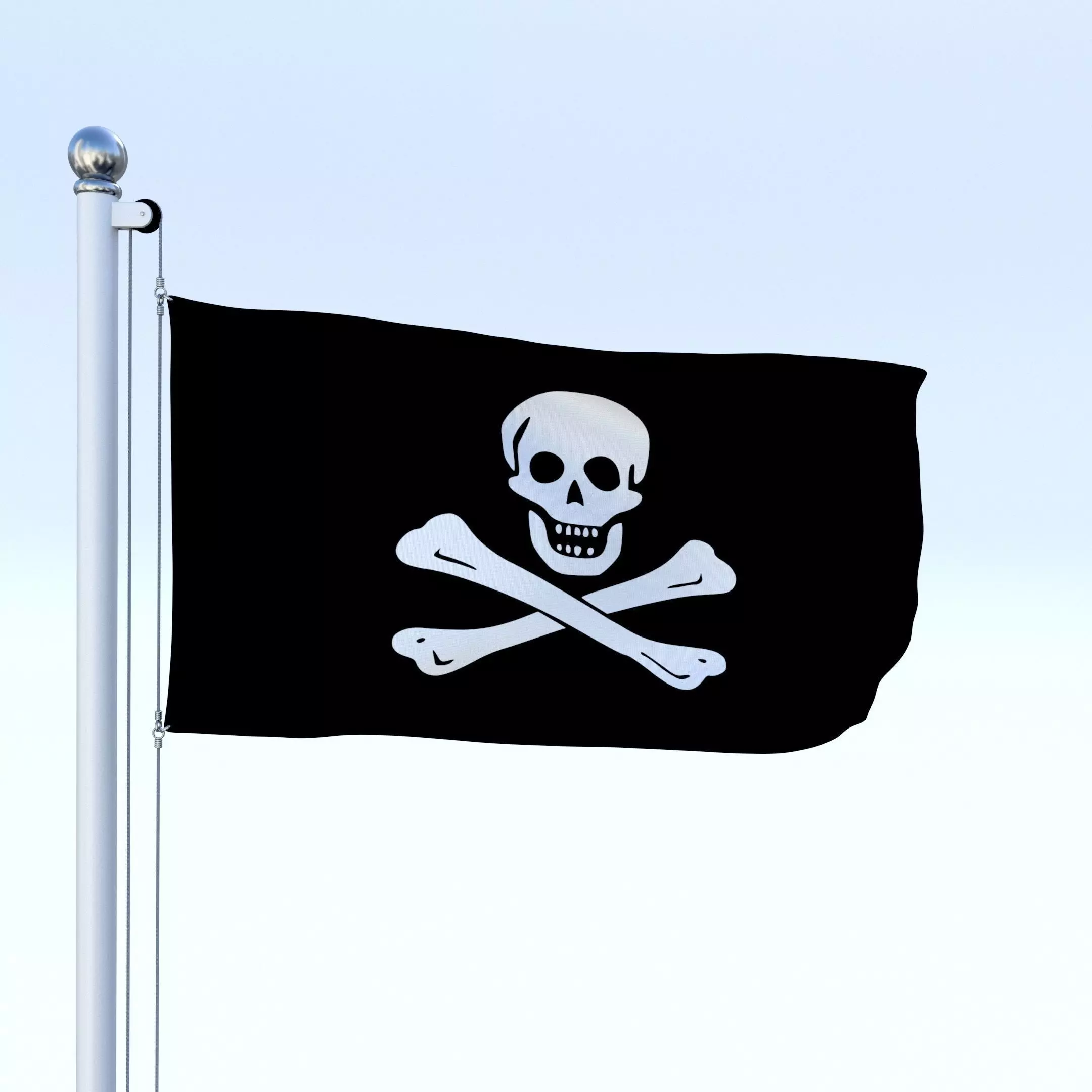 Animated Pirate Flag Low-poly 3D model_0