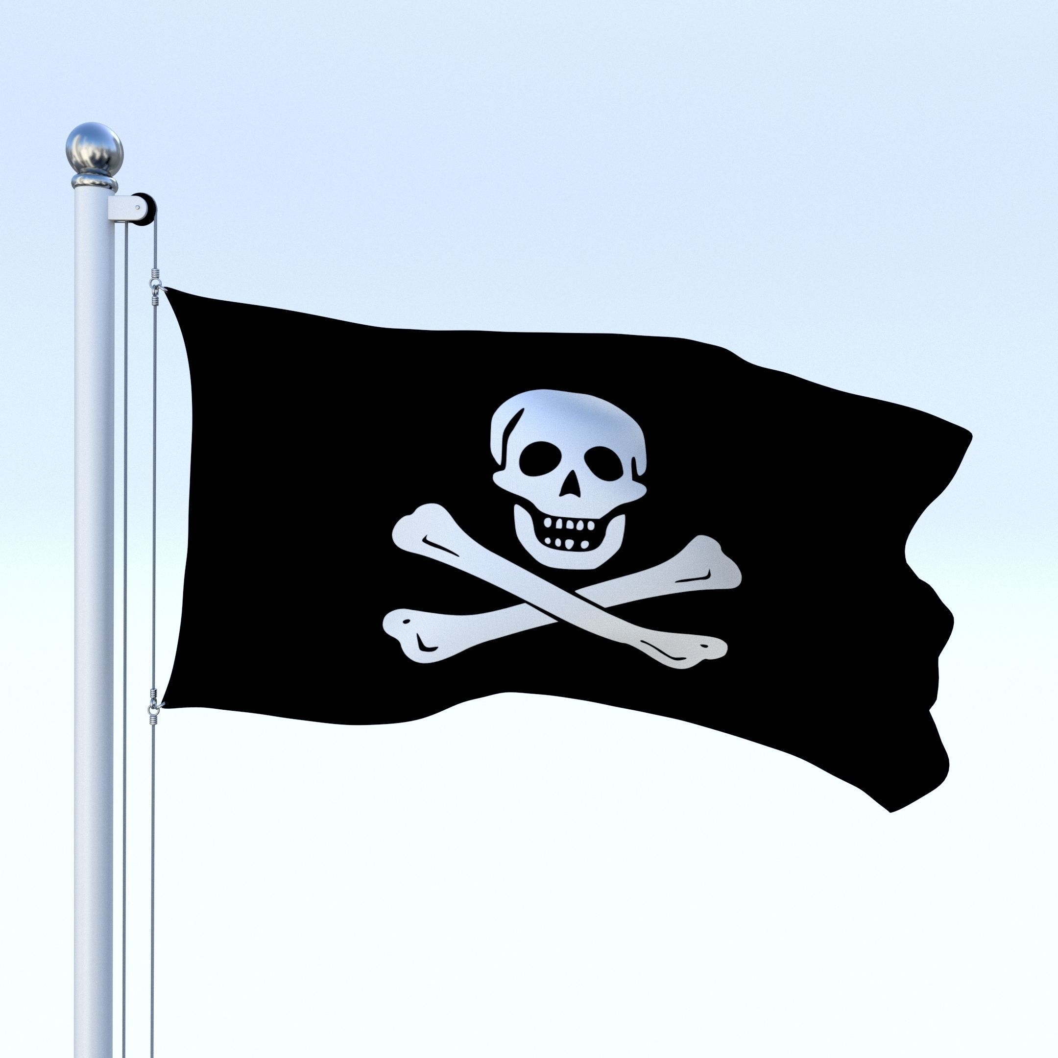 Animated Pirate Flag Low-poly 3D model_1