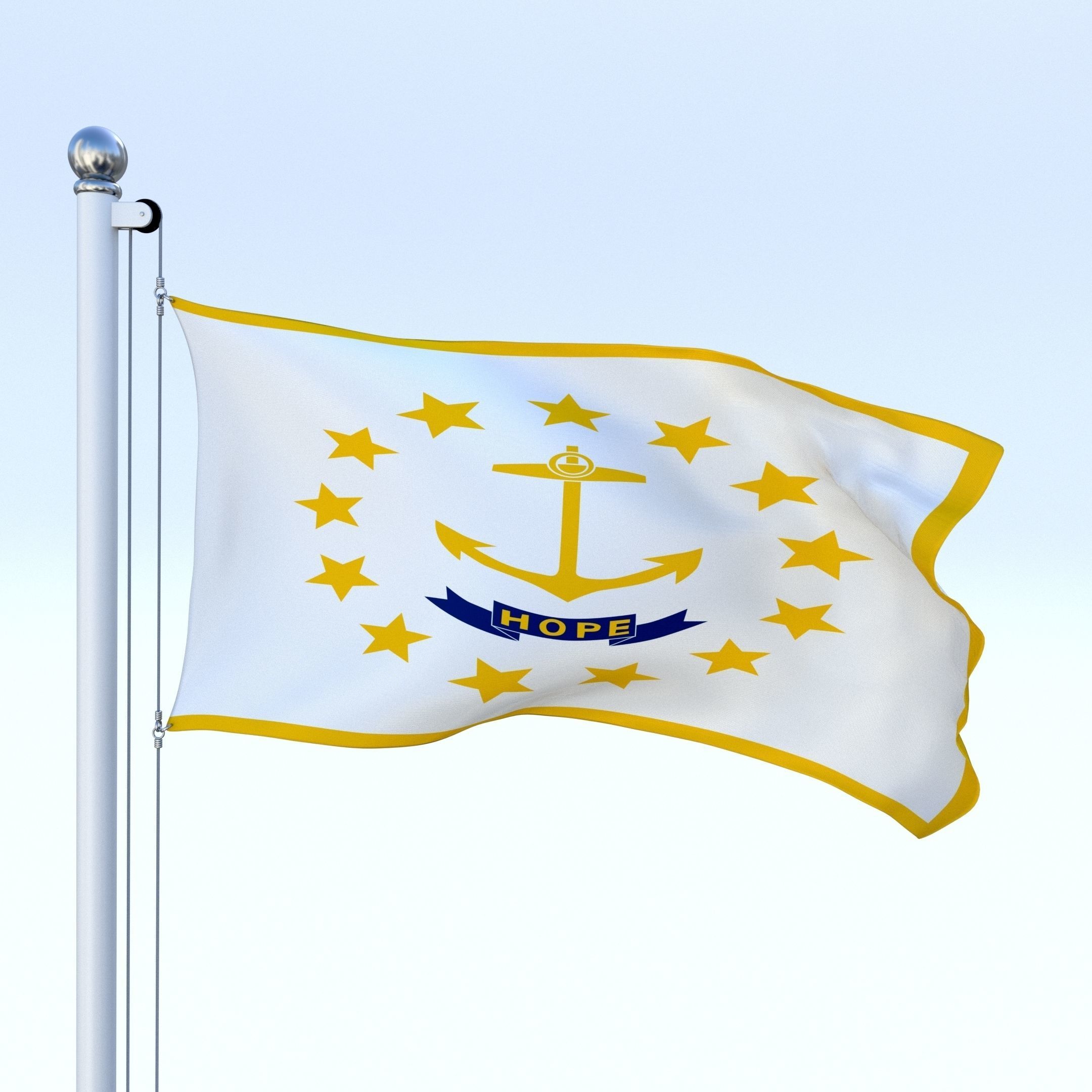 Animated Rhode Island Flag Low-poly 3D model_3