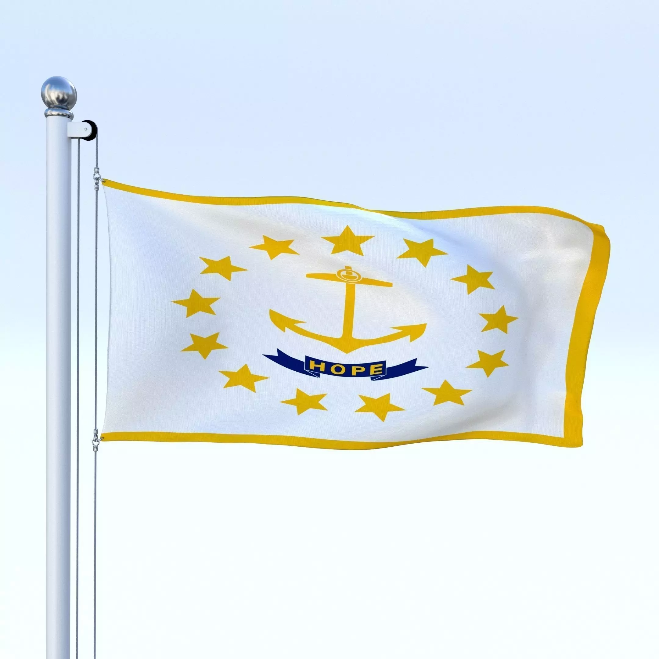 Animated Rhode Island Flag Low-poly 3D model_0