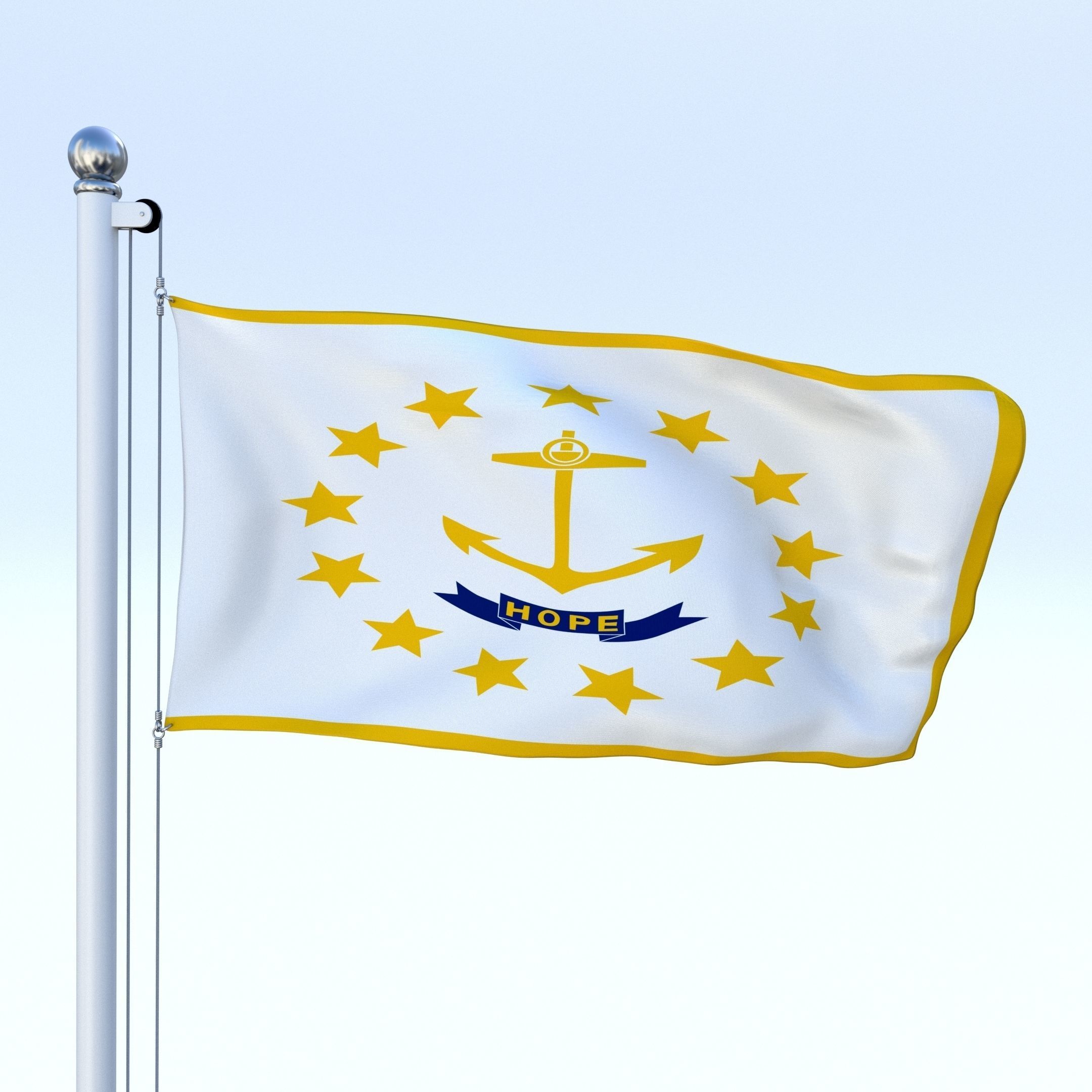 Animated Rhode Island Flag Low-poly 3D model_9
