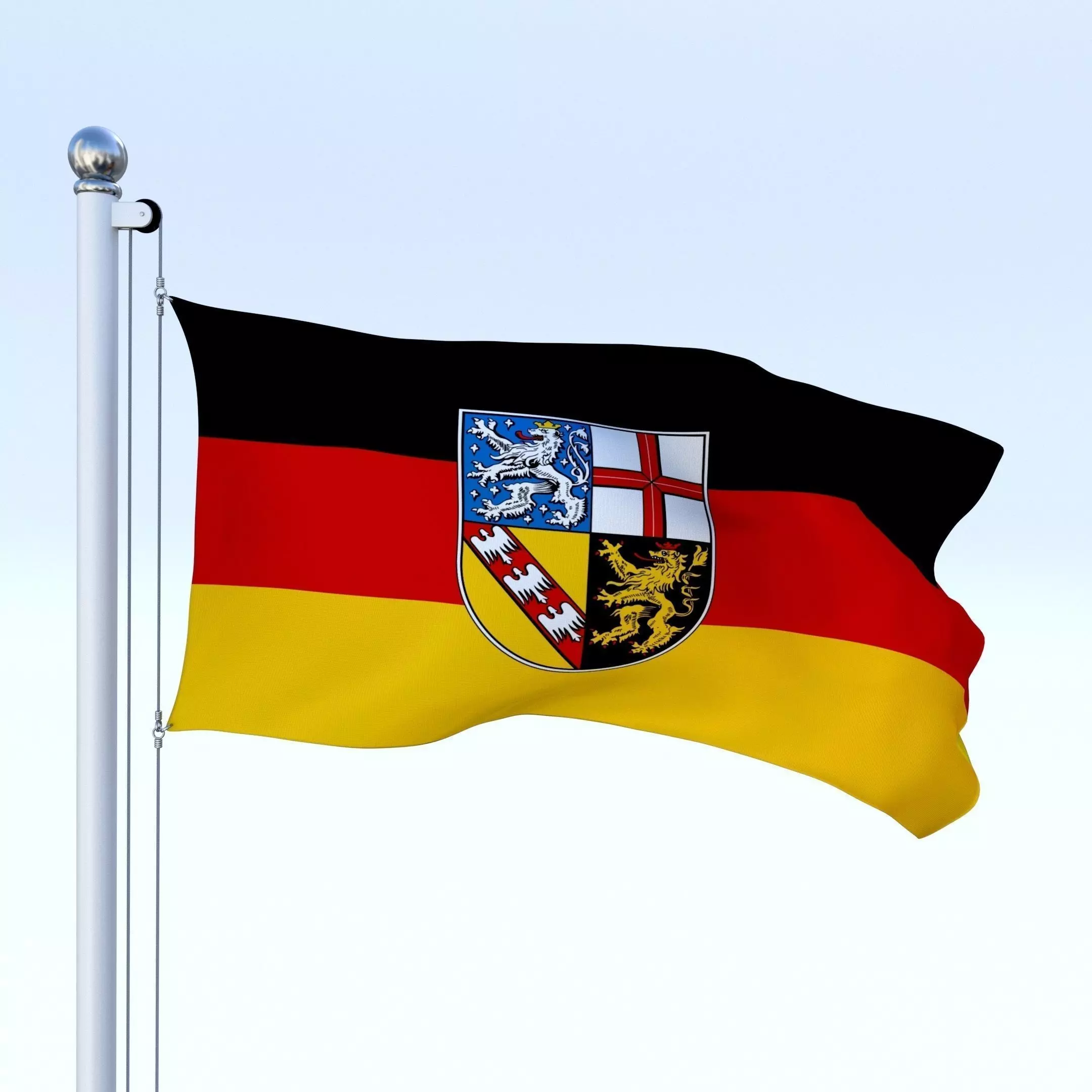 Animated Saarland German State Flag Low-poly 3D model