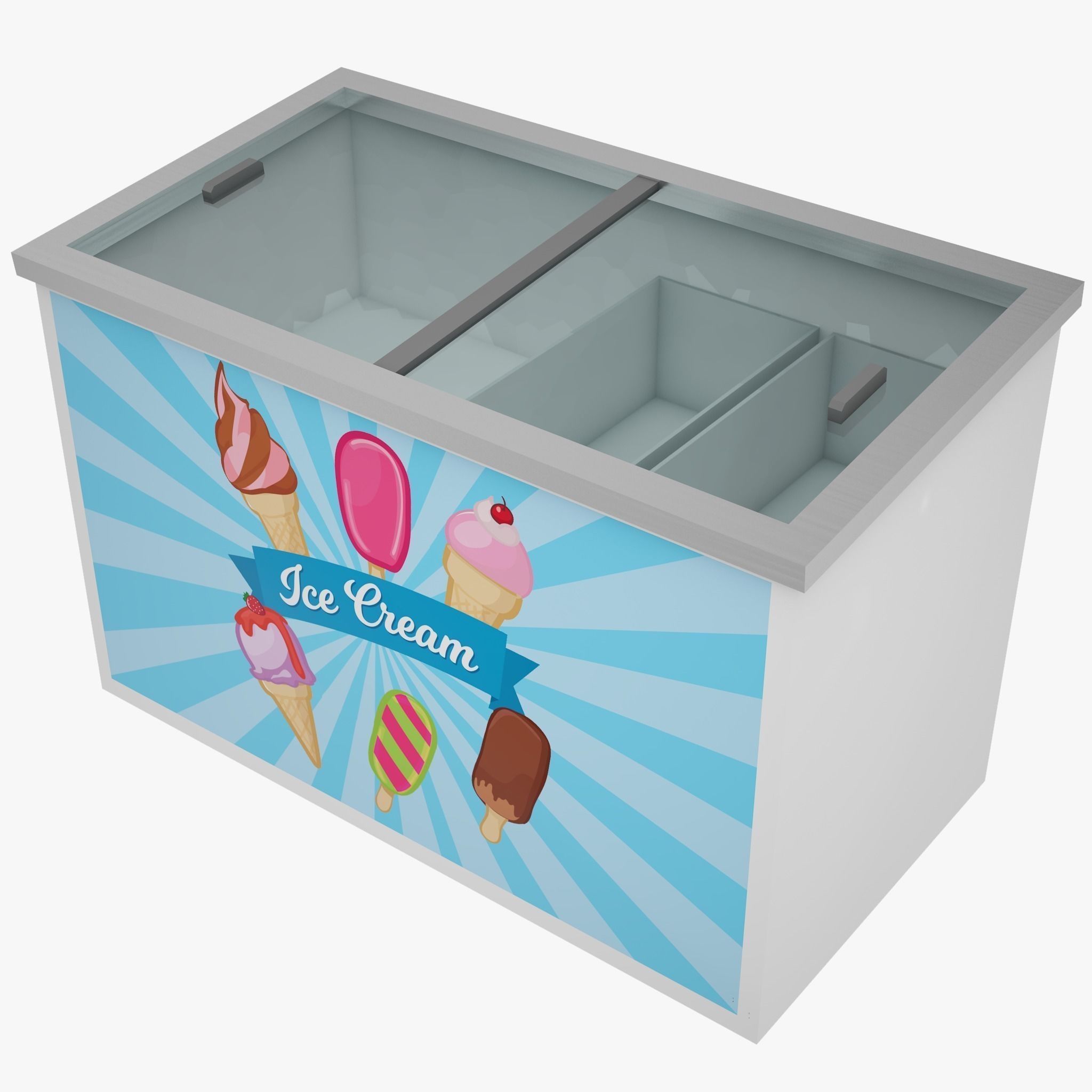 Low Poly Ice Cream Freezer Low-poly 3D model_3