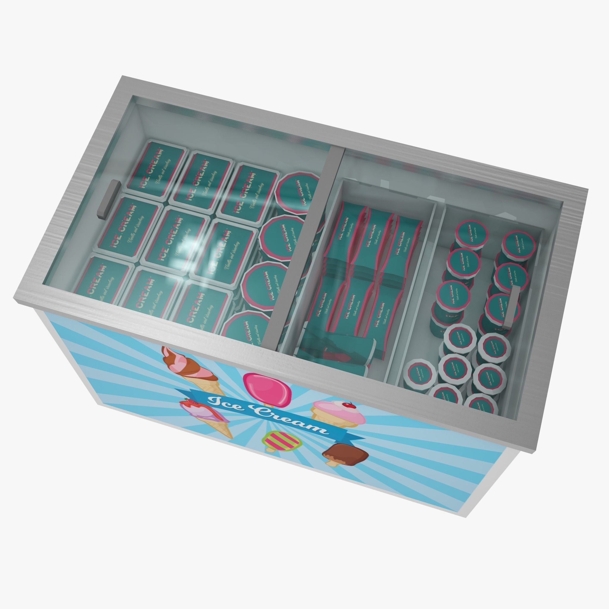 Low Poly Ice Cream Freezer Low-poly 3D model_1