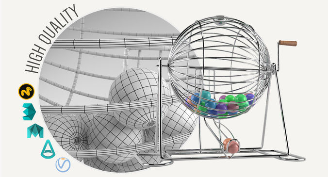Bingo metal wheel with balls 3D model