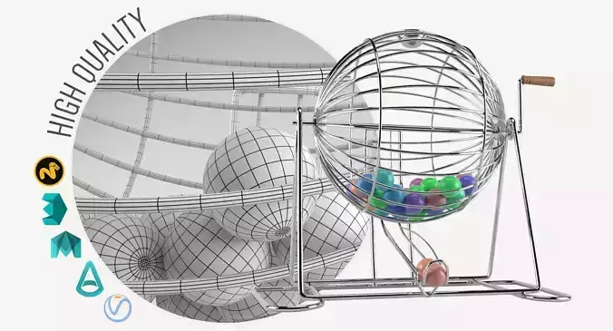 Bingo metal wheel with balls 3D model