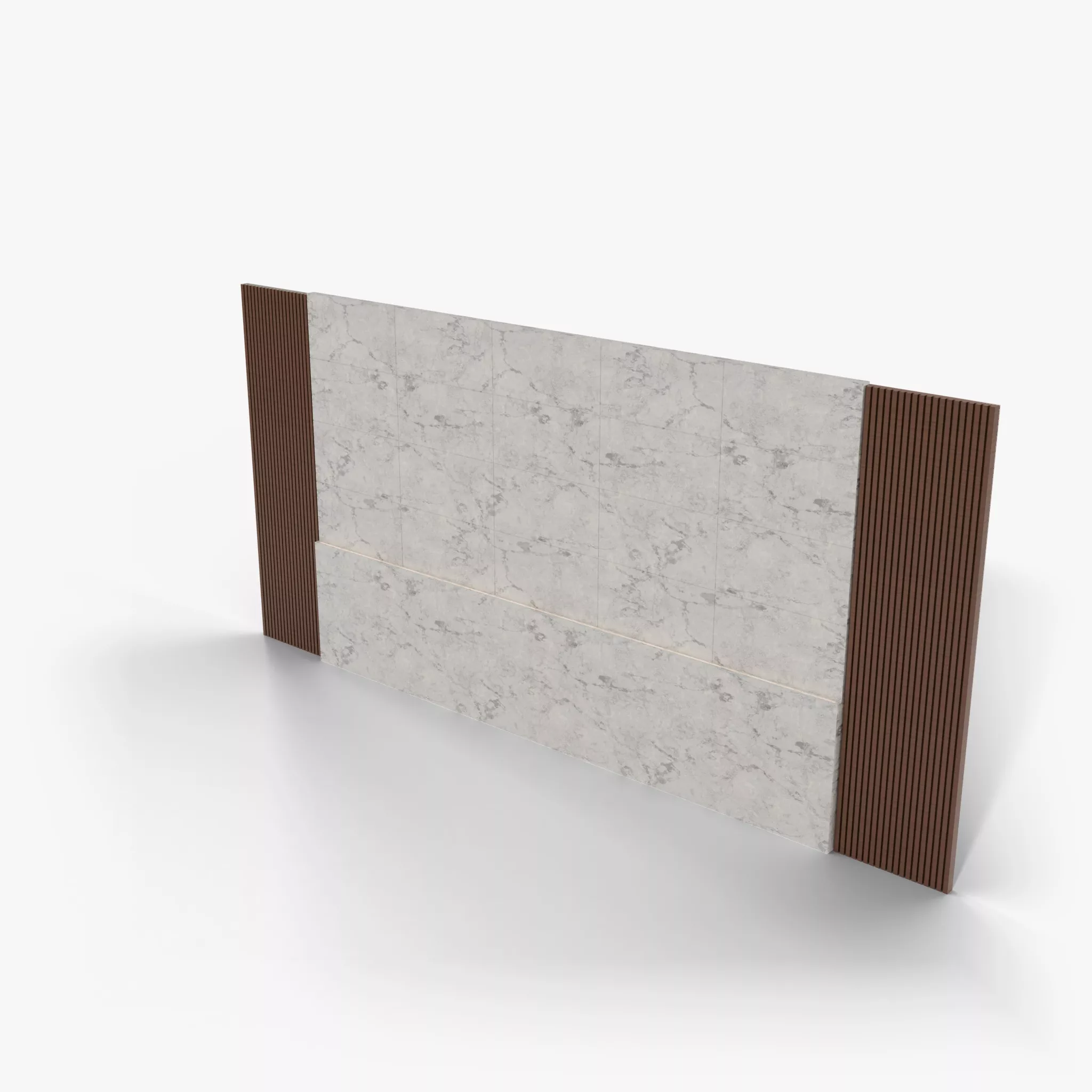 Mia Stone and Walnut Wall - Feature Wall with LED Cove 3D model