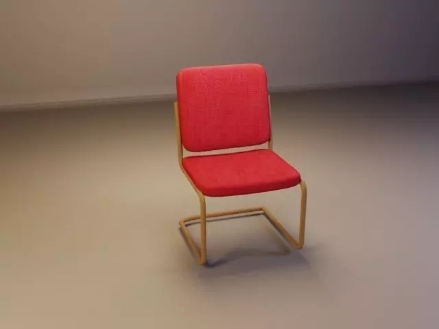 Retro red chair Low-poly 3D model_0