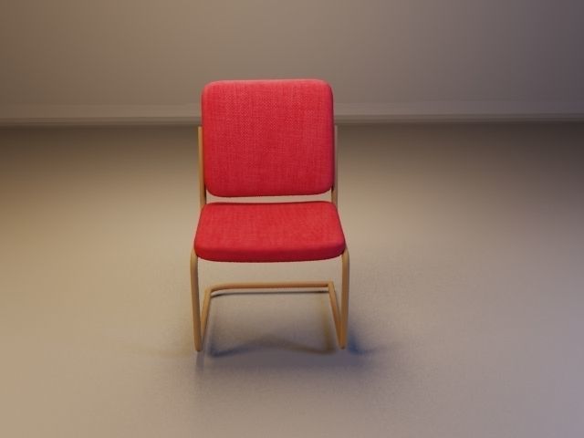 Retro red chair Low-poly 3D model_1