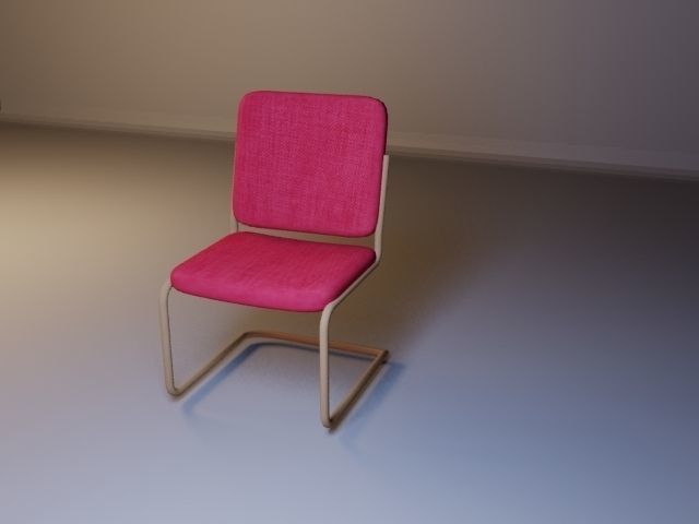 Retro red chair Low-poly 3D model_2
