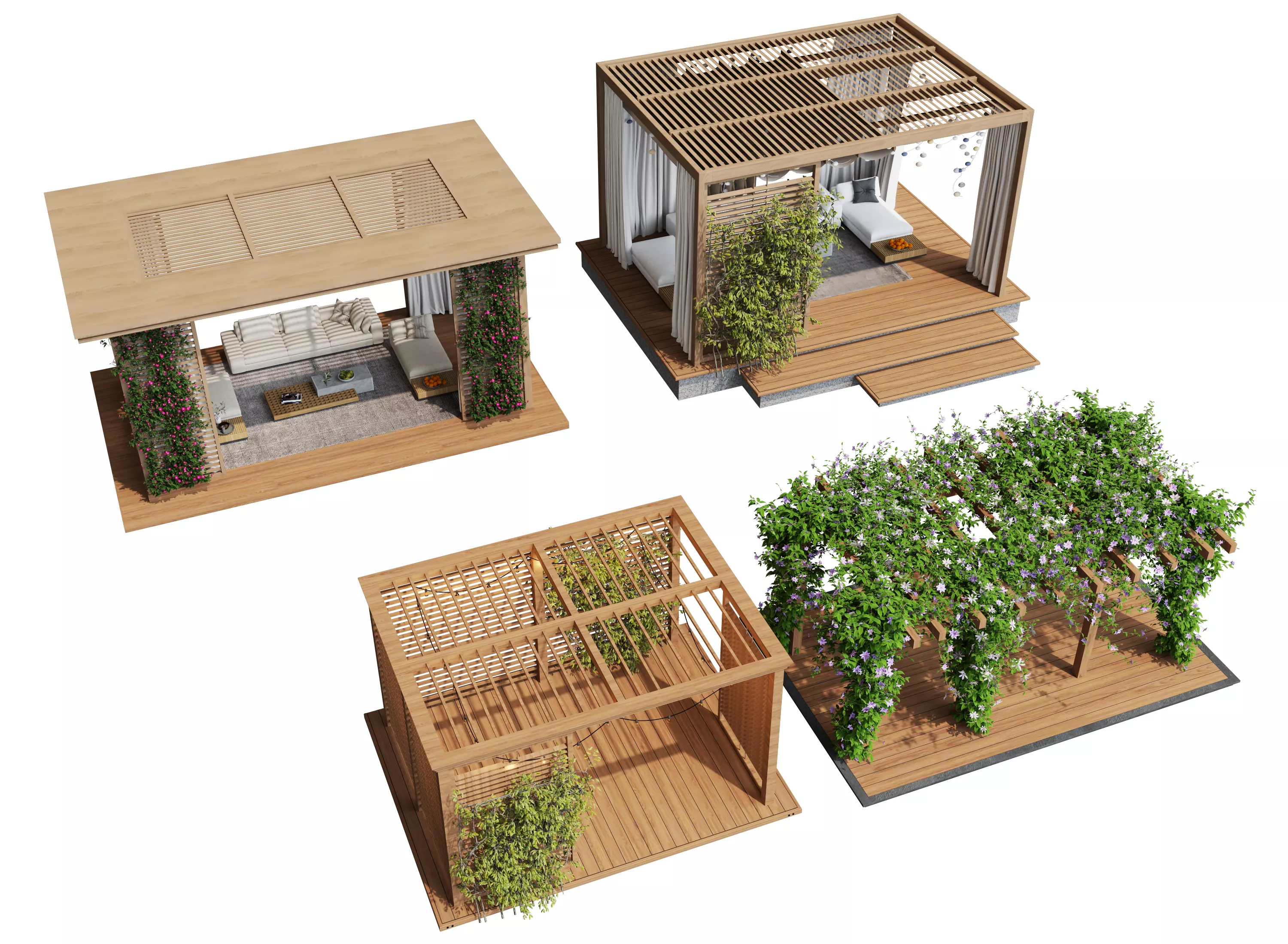 Wooden Pergolas 3D model