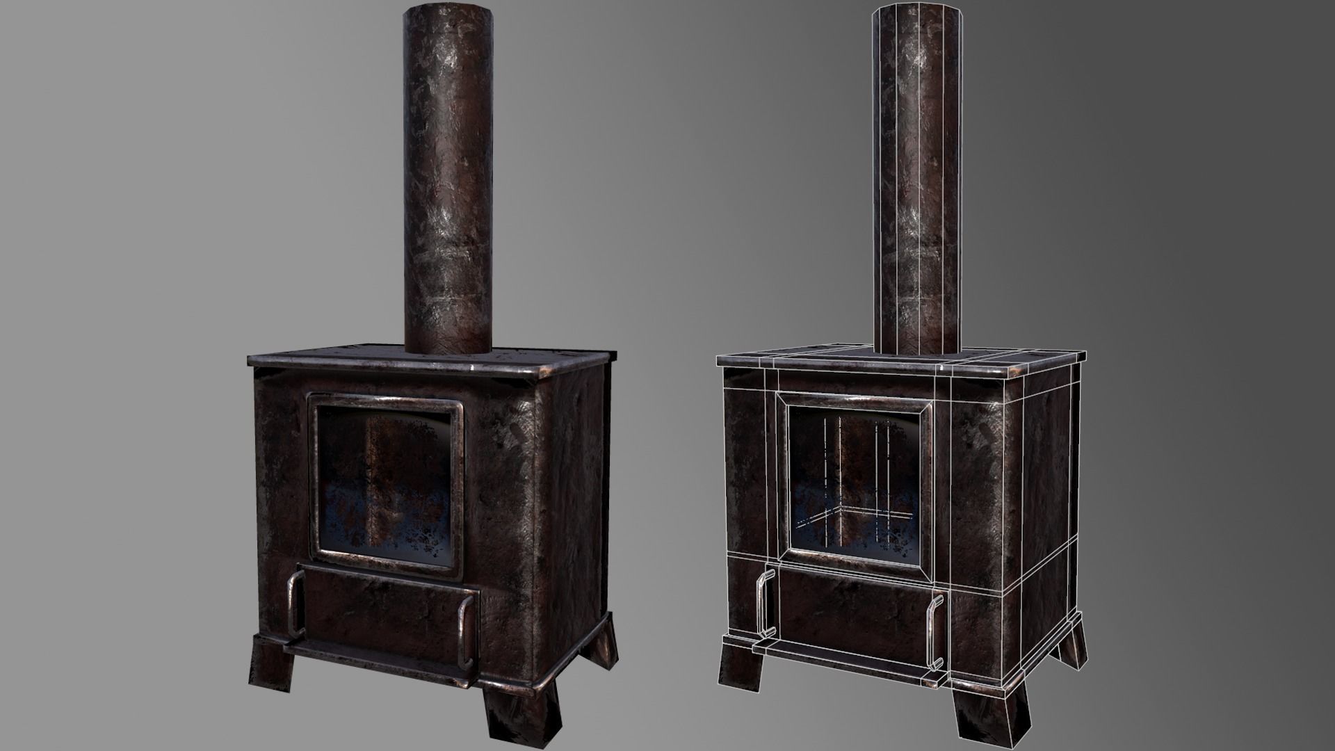 Stove Low poly scanning 3D  Low-poly 3D model_2
