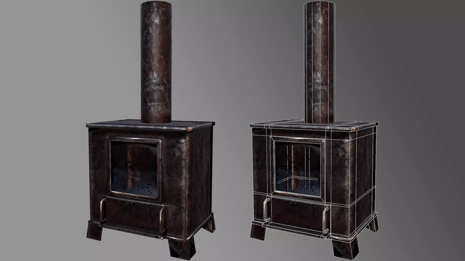 Stove Low poly scanning 3D  Low-poly 3D model_0