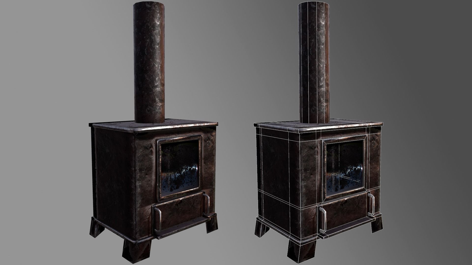 Stove Low poly scanning 3D  Low-poly 3D model_3