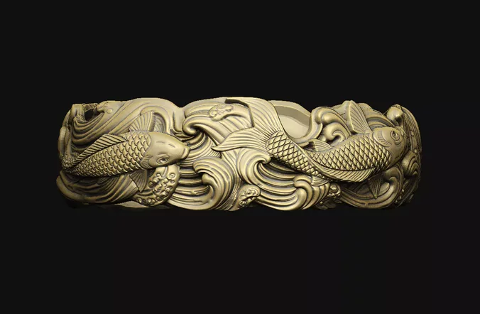 Koi relief-carving lost-wax-casting castable-model