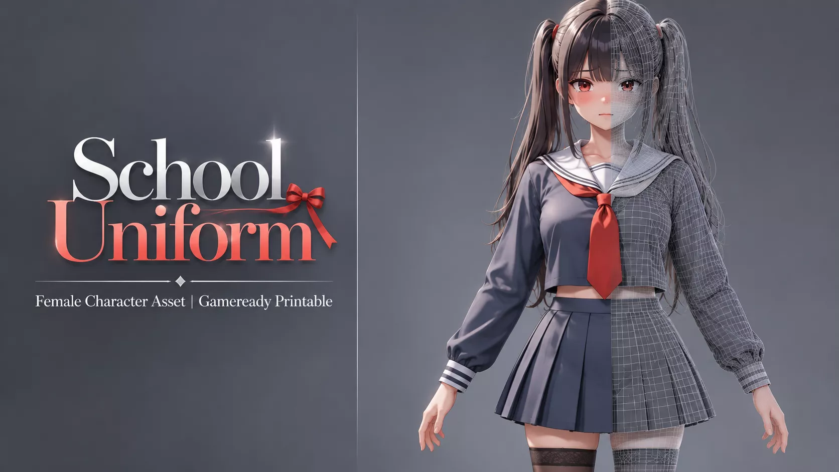 Stylized Sailor Uniform Female Character Low-poly 3D model