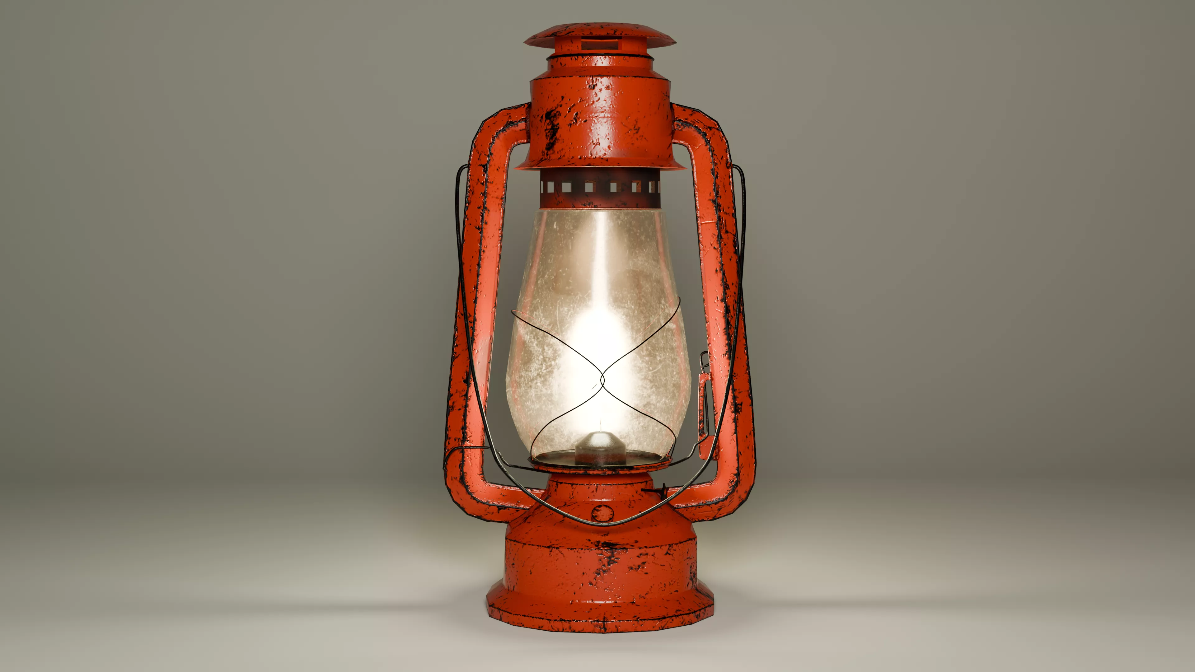 Vintage Red Kerosene Lantern - PBR Game Ready Free low-poly 3D model