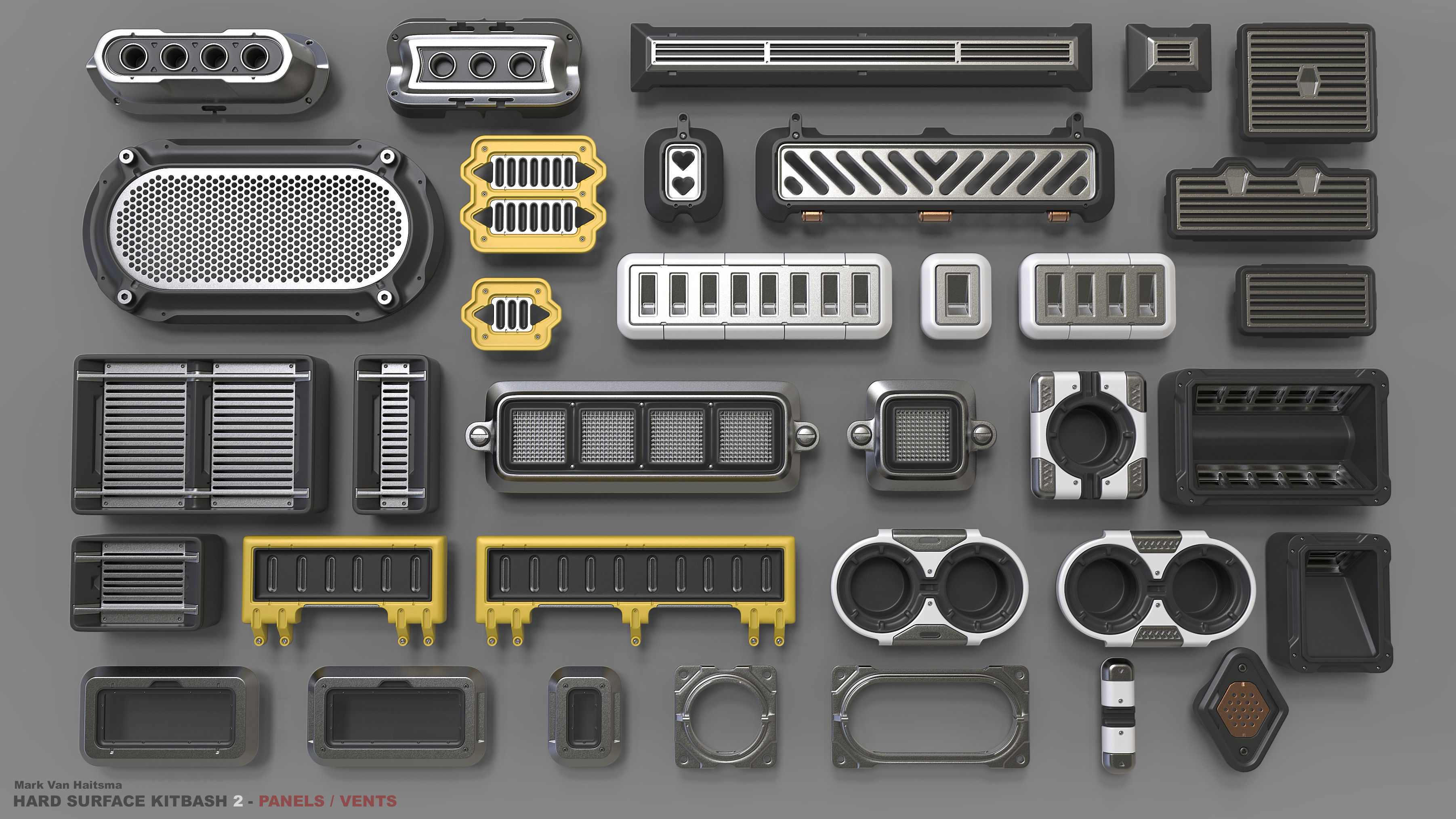 Hard Surface Kitbash Library - 1 and 2 3D model_11