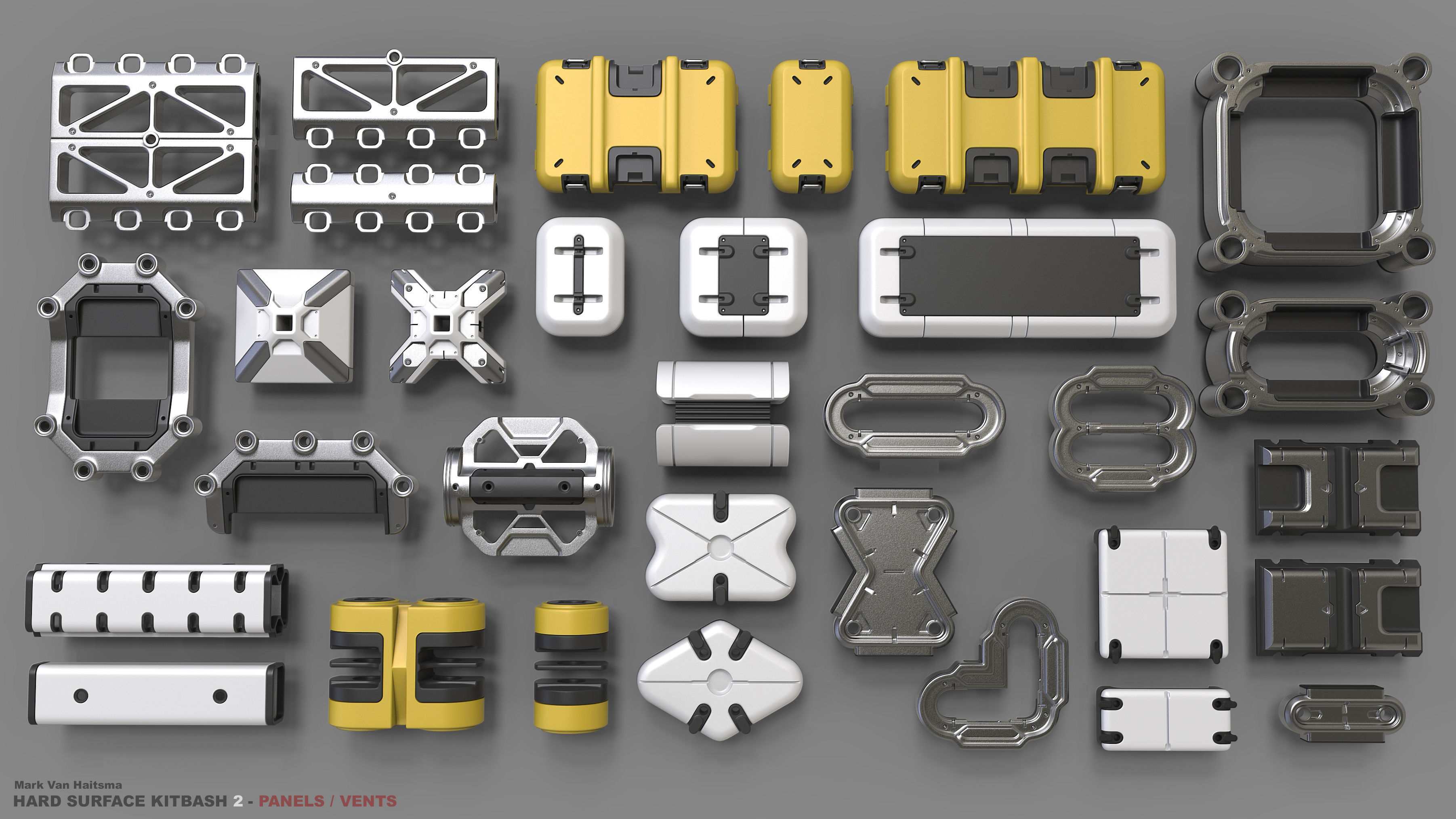 Hard Surface Kitbash Library - 1 and 2 3D model_6