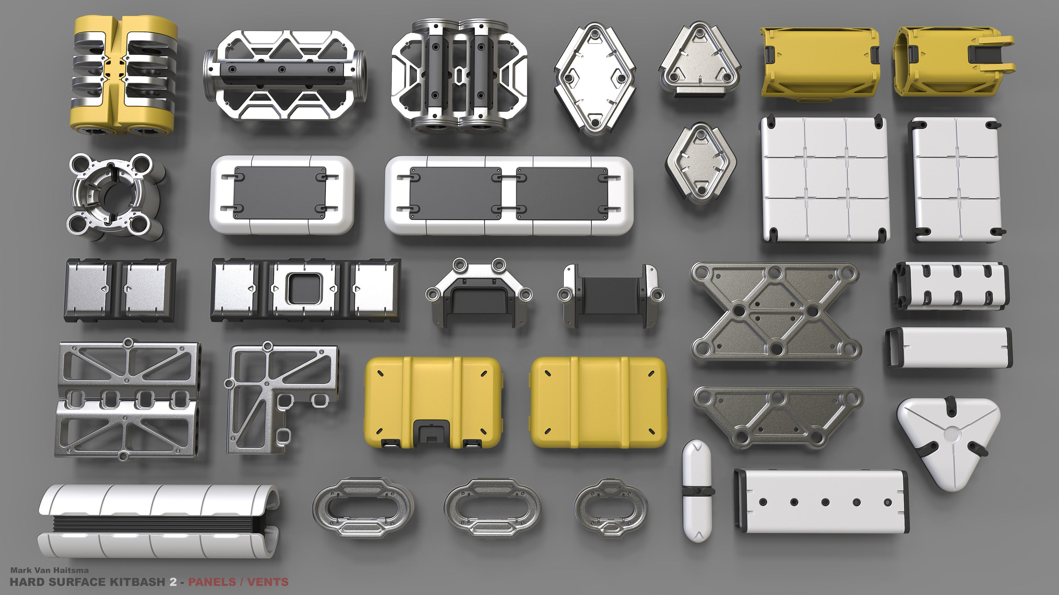 Hard Surface Kitbash Library - 1 and 2 3D model_9