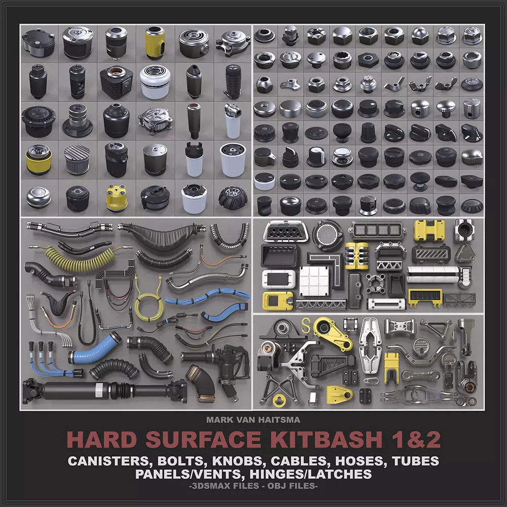 Hard Surface Kitbash Library - 1 and 2 3D model_0