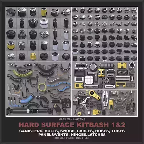 Hard Surface Kitbash Library - 1 and 2 3D model
