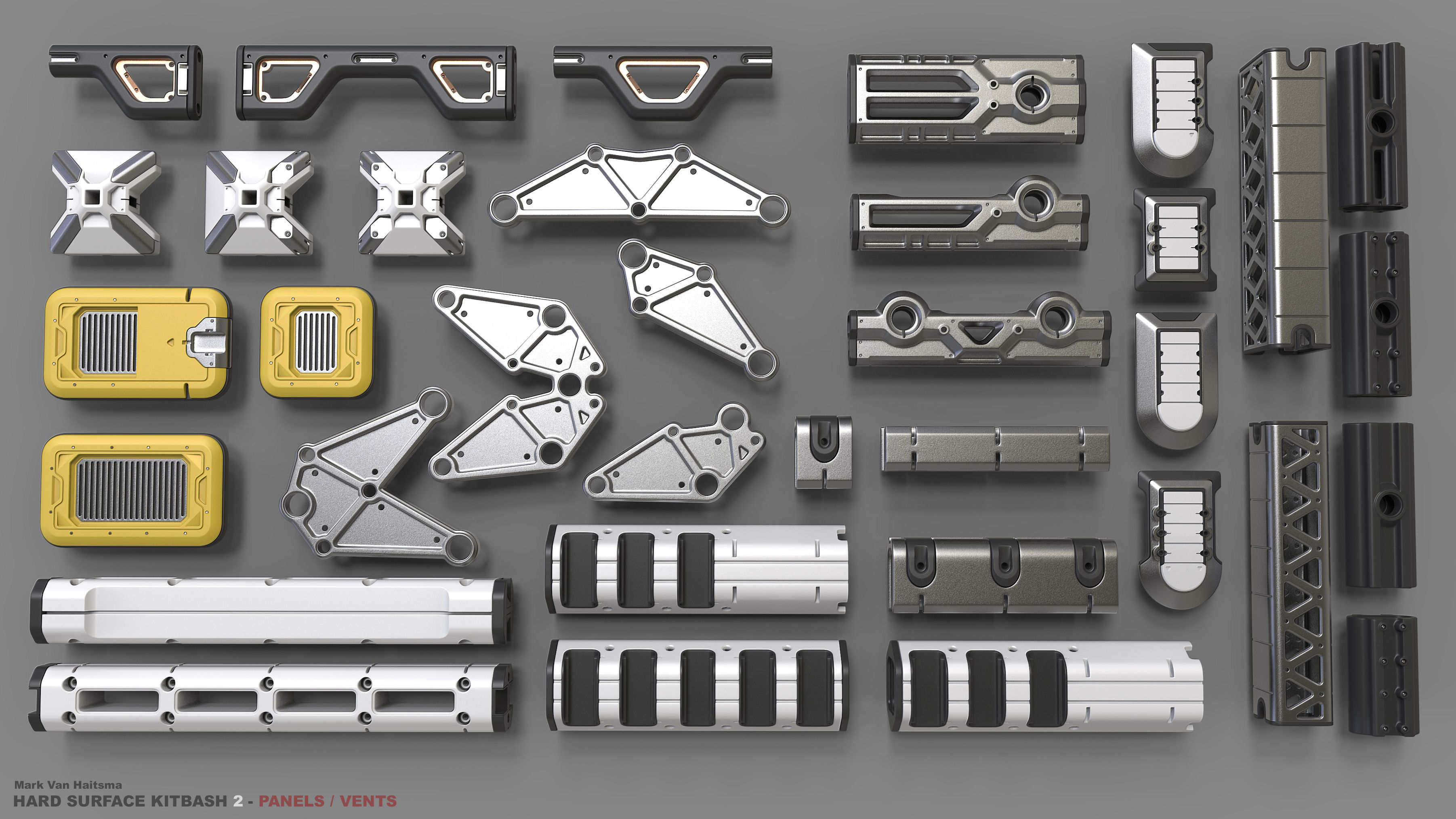 Hard Surface Kitbash Library - 1 and 2 3D model_7