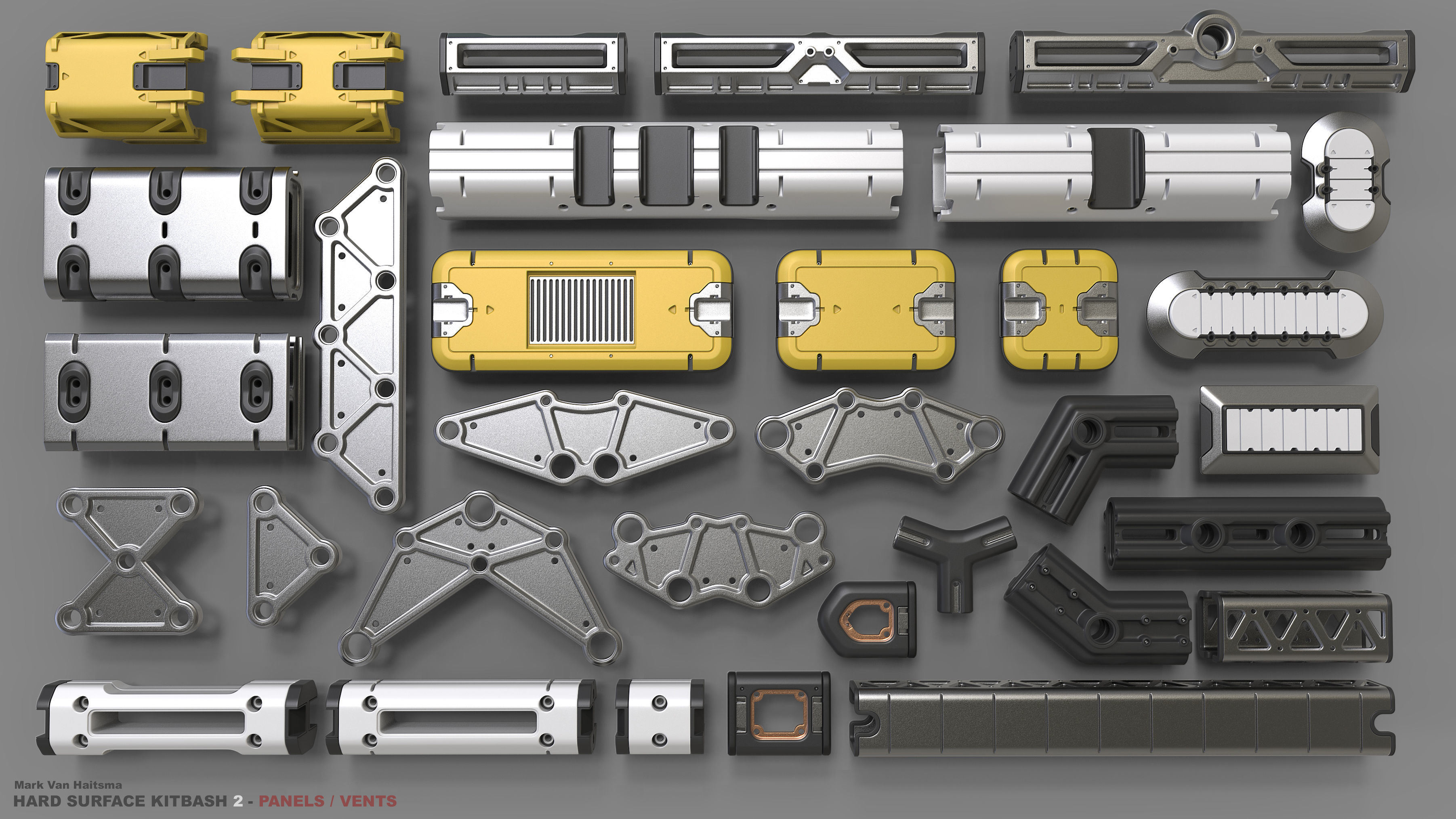 Hard Surface Kitbash Library - 1 and 2 3D model_8