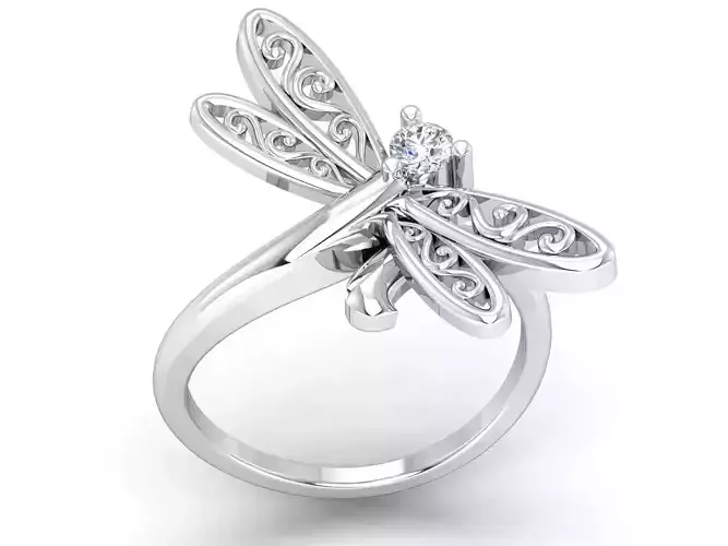 kengkod11 sterling silver dragonfly ring with diamond