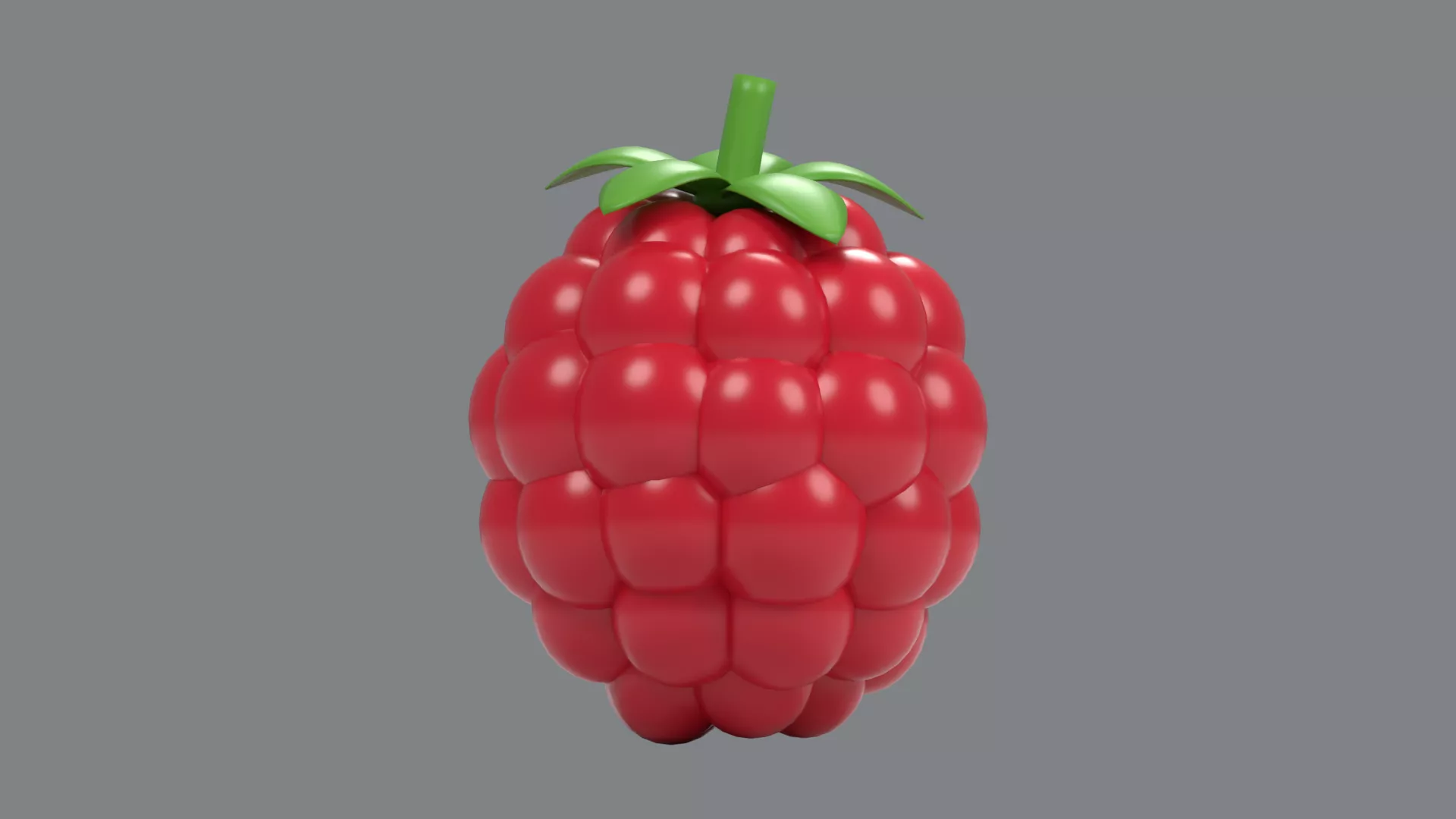 raspberry with leaf Low-poly 3D model
