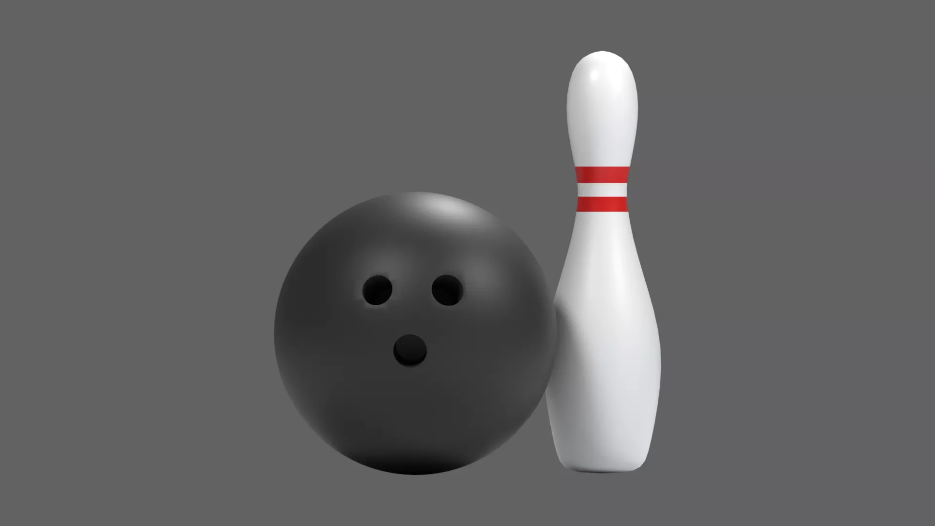Bowling ball and pins Low-poly 3D model
